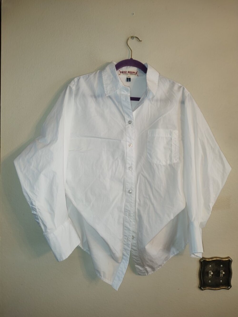 Women Free People Sabina Articulated White Oversized Asymetric Dolman S Shirt XS